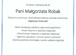 Certyfikat Małgorzata Robak